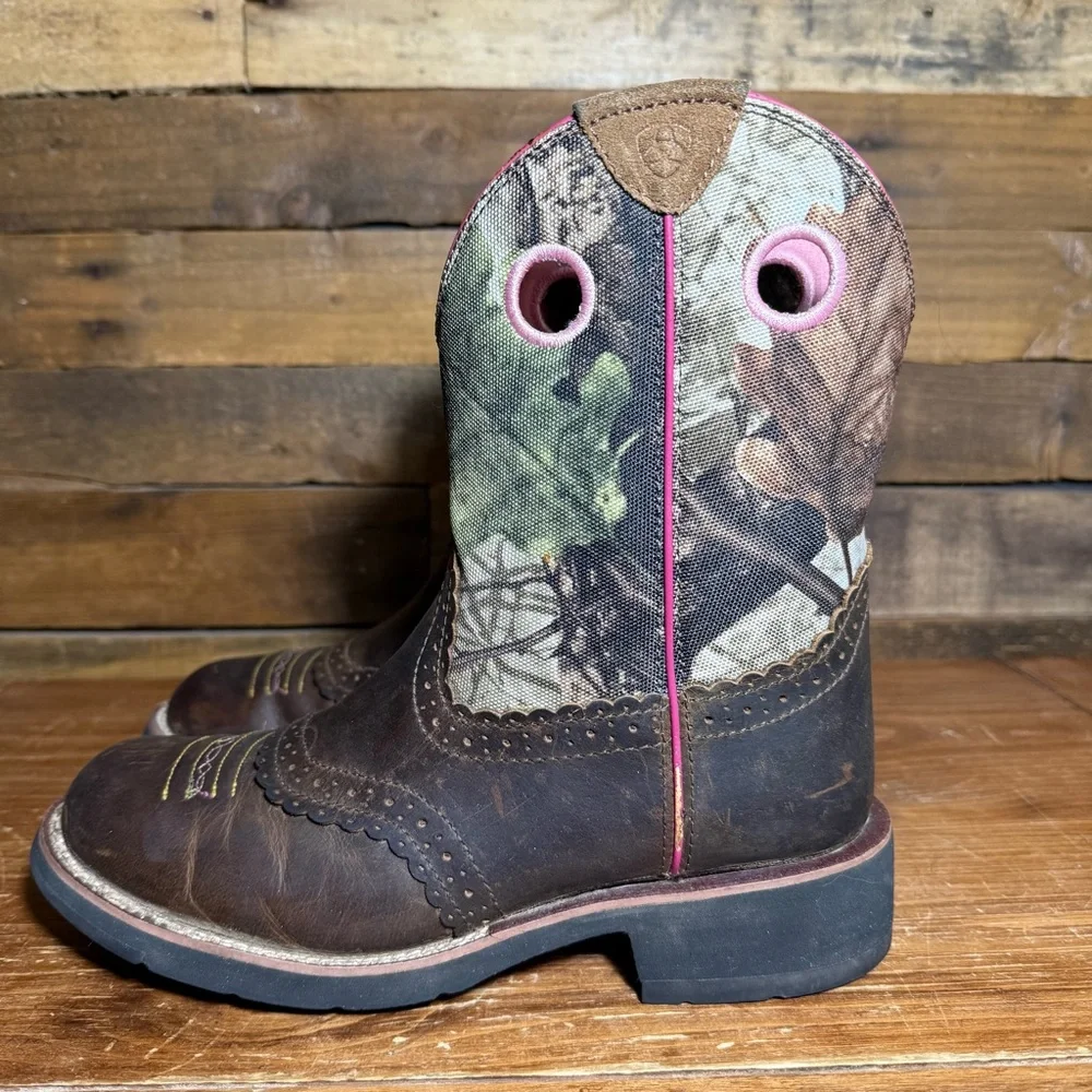 Ariat 10006854 Fatbaby Womens Western Boots Sz 9 B Brown Pink Camo Round Toe - Picture 4 of 10